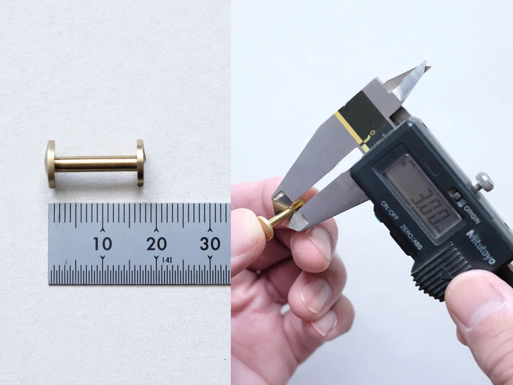 鍵をまとめる組ネジ(金具)は、全長1.8㎝(内寸1.5㎝)・棒の直径が3mmです。