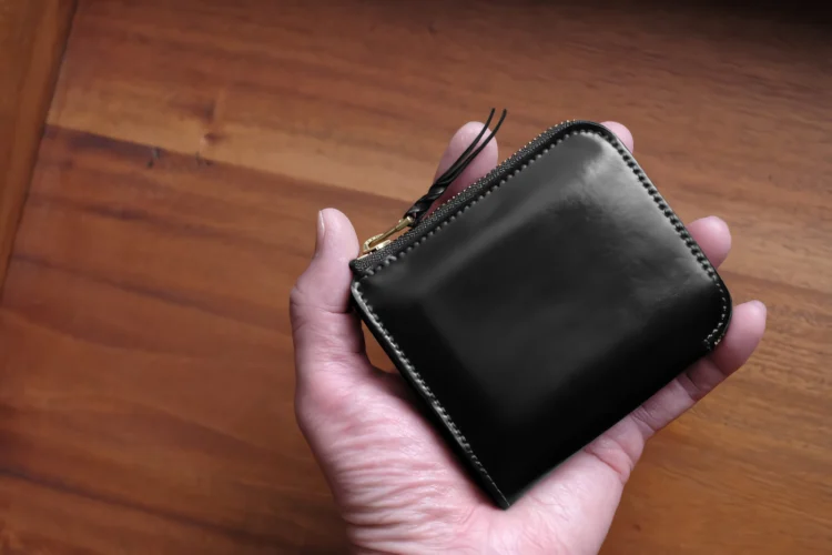 革製品 Munekawa アメリカ・ホーウィン社のシェルコードバンを使用したL字ファスナー財布Cram 使用半年